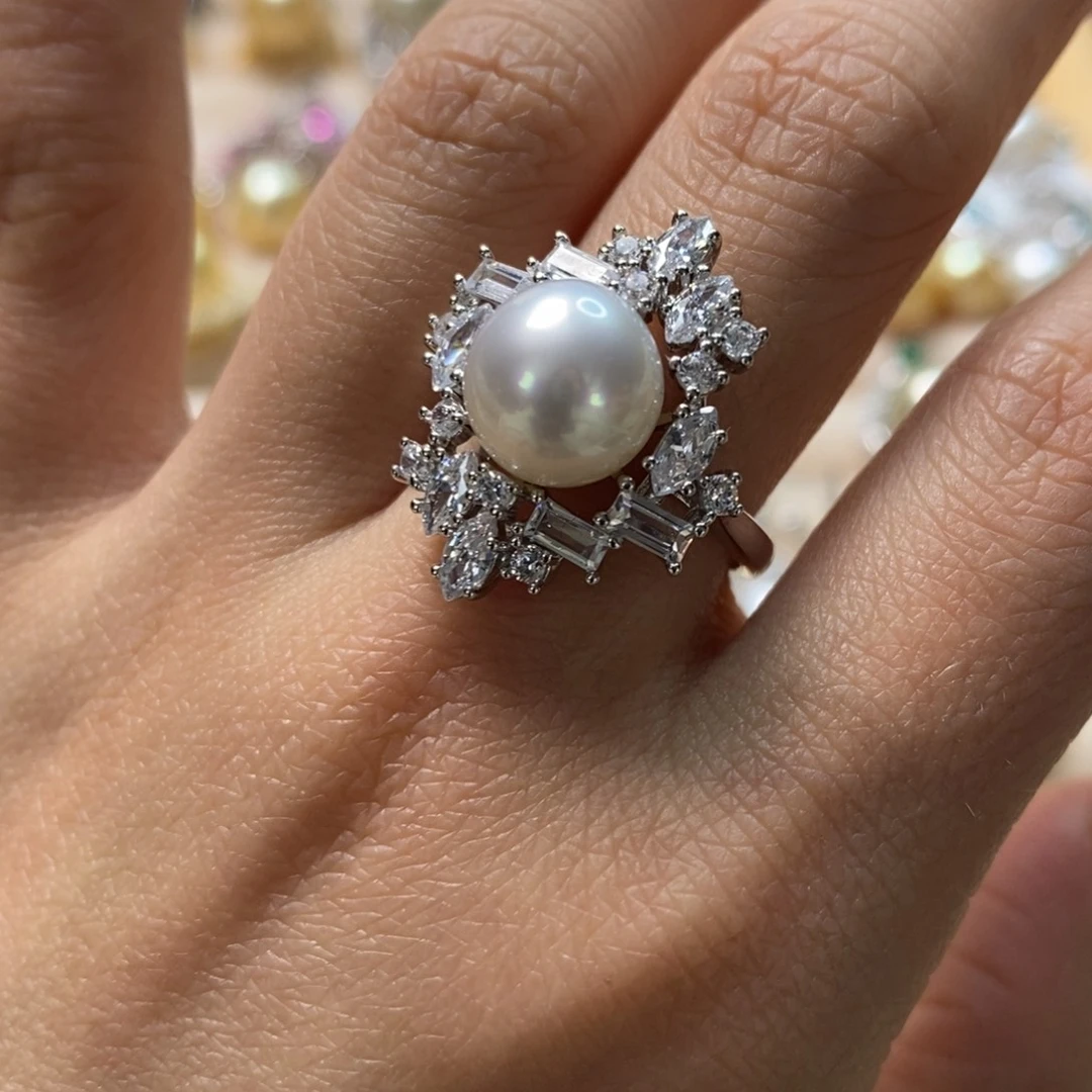 海水珍珠戒指银S925镶嵌