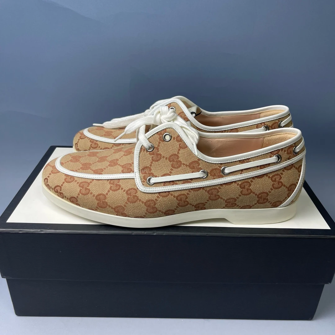 99新 GUCCI/古驰 7216/帆布休闲鞋/9.5码/全新闲置带原盒公价7980