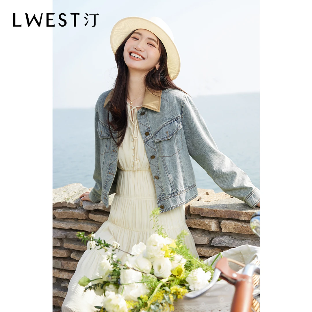 7052【女乔专属】朗文斯汀翻领直筒复古牛仔外套DTYW4101D07052