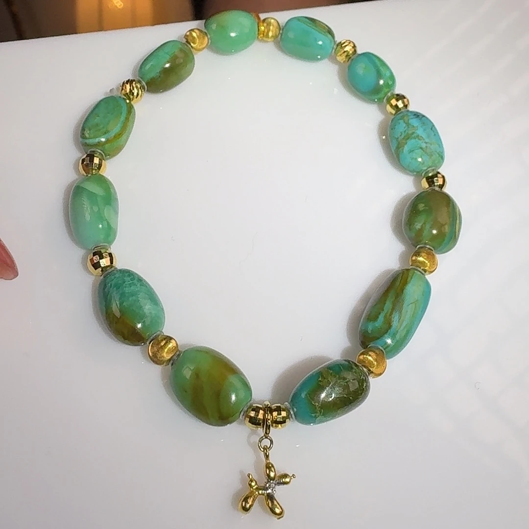 绿松石18K金镶嵌挂件