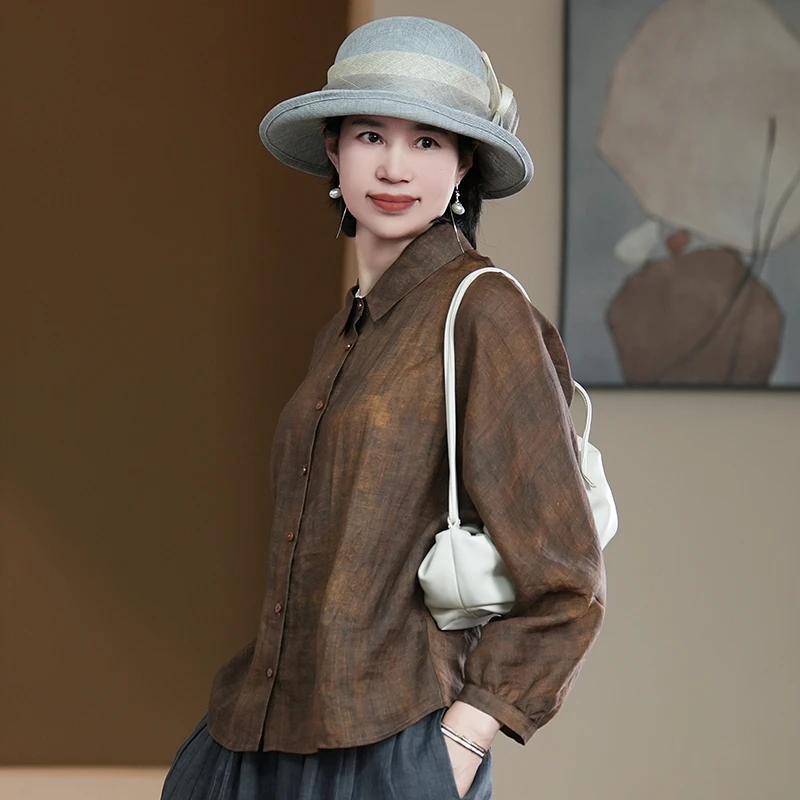 【芙澜卡尔】苎麻春秋上衣宽松舒适时尚中老年妈妈装新中式中国风