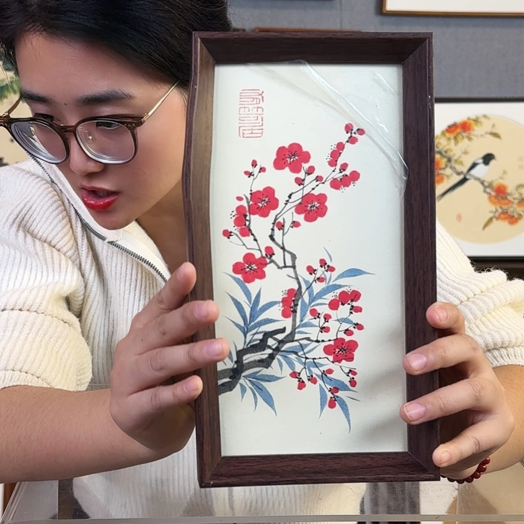 国画手绘带框尺寸：16*29