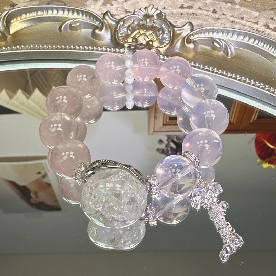 15mm+粉水晶手串1550 颜色微差 多样性发一