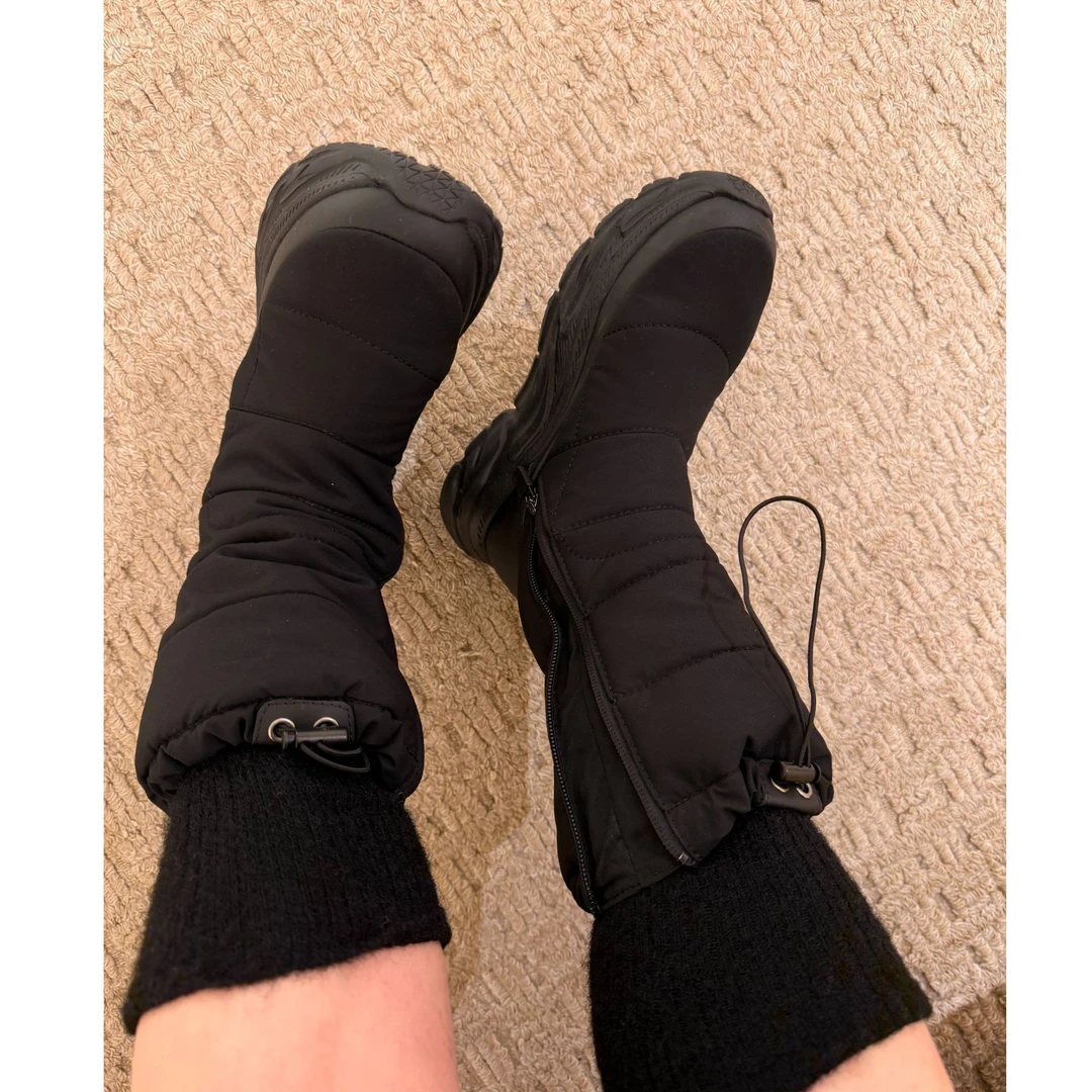 COCOLINDA | 【雪地靴】‘短款’ 秋冬款黑色丝绸侧拉链防滑长筒X5360