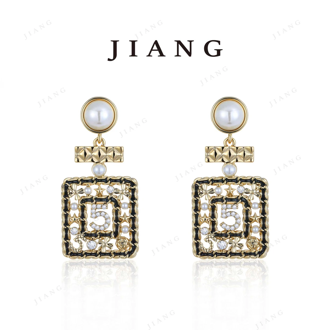 铜合金锆石耳饰 CNC精工 【香水】气质轻奢时尚百搭耳钉 4430