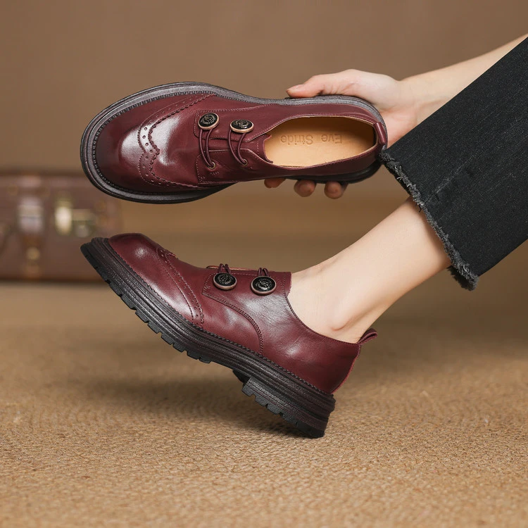 3.5cm 复古百搭舒适厚底单鞋春季英伦风小皮鞋通勤简约风时尚单鞋