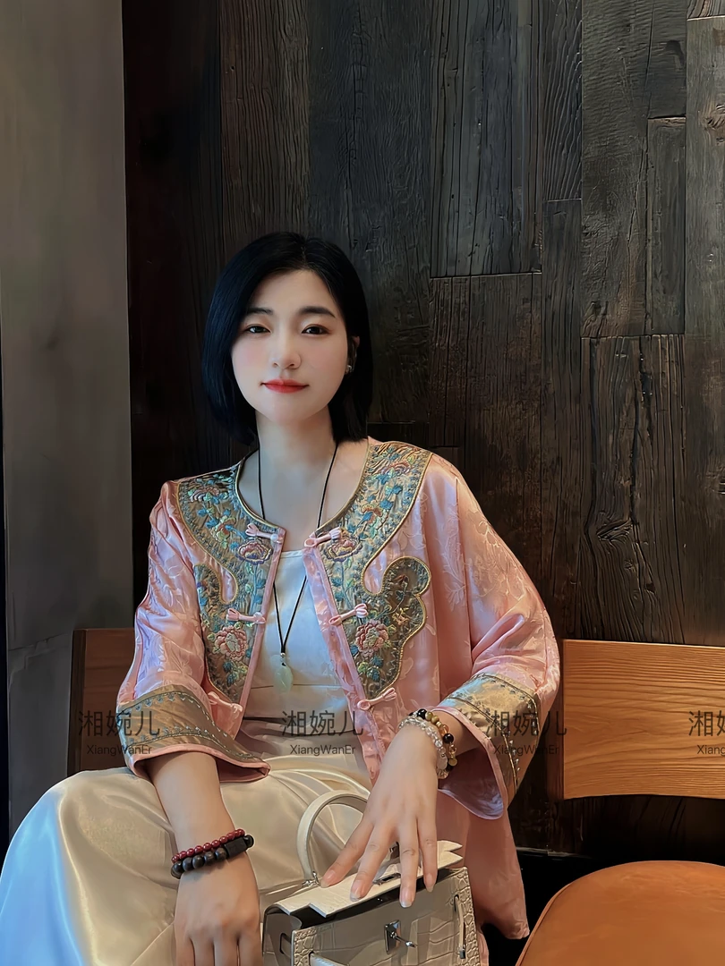 2025夏季新款『允』新中式国风圆领精致百搭高级刺绣超薄外套上衣女