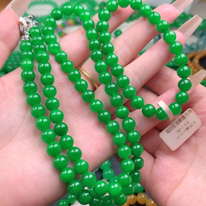 *****缅料卡8正阳绿手链+项链