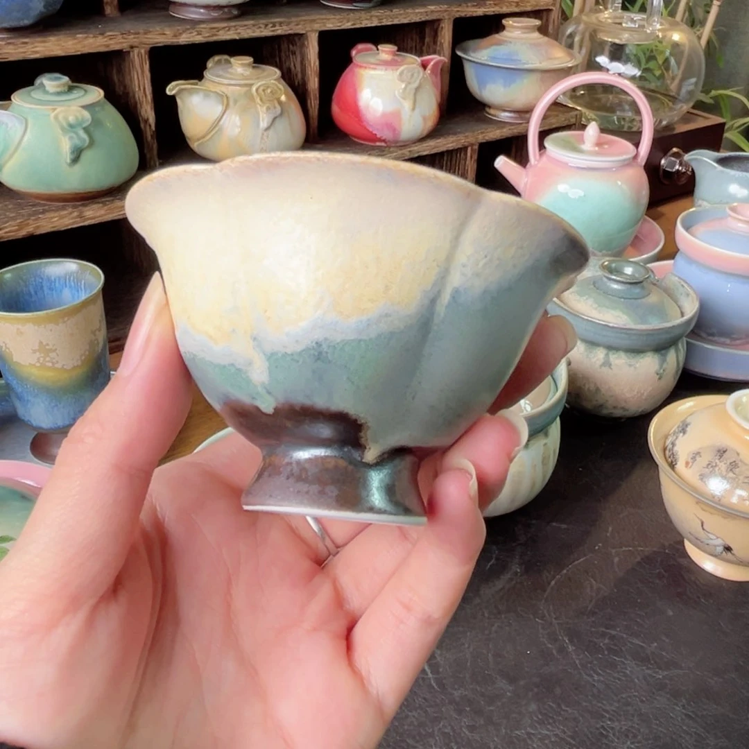 盘纯手工制作柴烧茶器