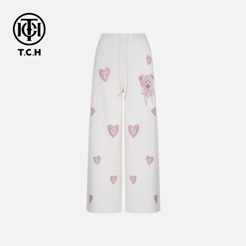 TCH私服烫钻工艺新时尚淑女百搭新潮流休闲裤T75C20E5087轻奢tch