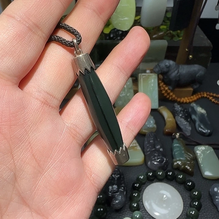 和田玉银S925镶嵌挂件