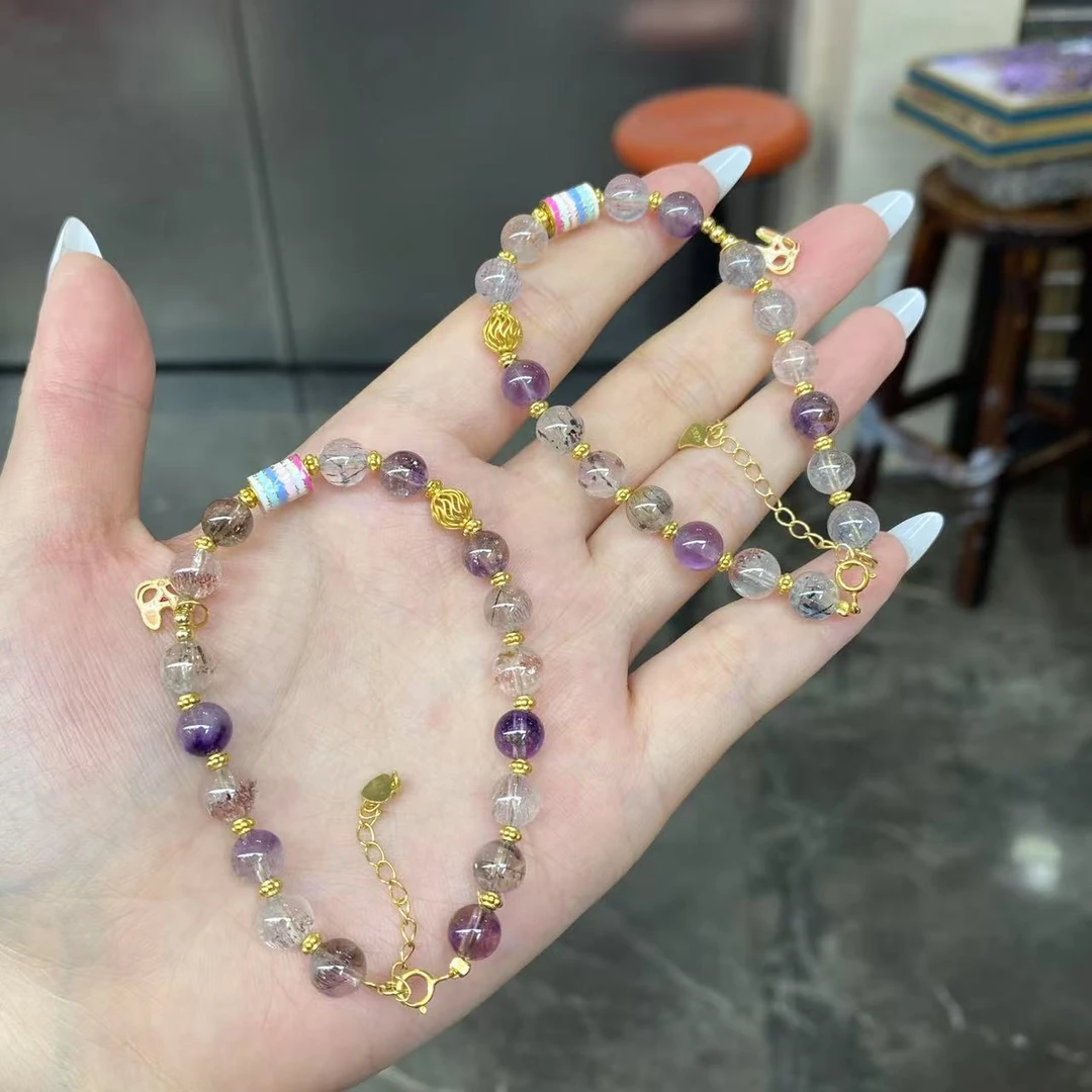 【小宝珠宝】22 T67236-超七水晶手链-多样性发一件-7mm