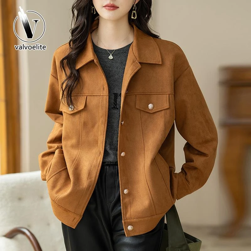VALVOELITE2025年新款春季夹克衬衫外套女生新款爆款工装上衣大码