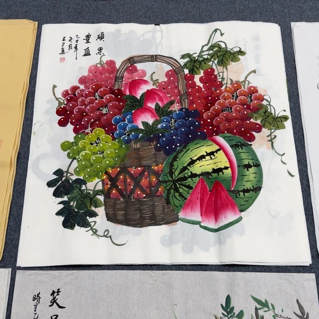 国画四尺斗方70X70纯手绘作品