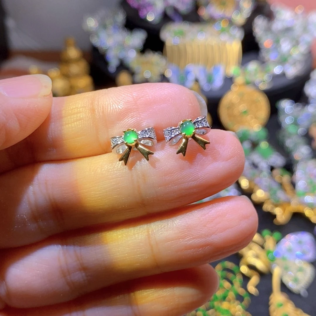 吊坠(不含链)银S925镶嵌翡翠