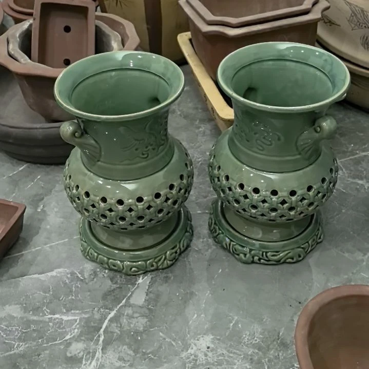 红陶四**H瓷器花盆两个包邮