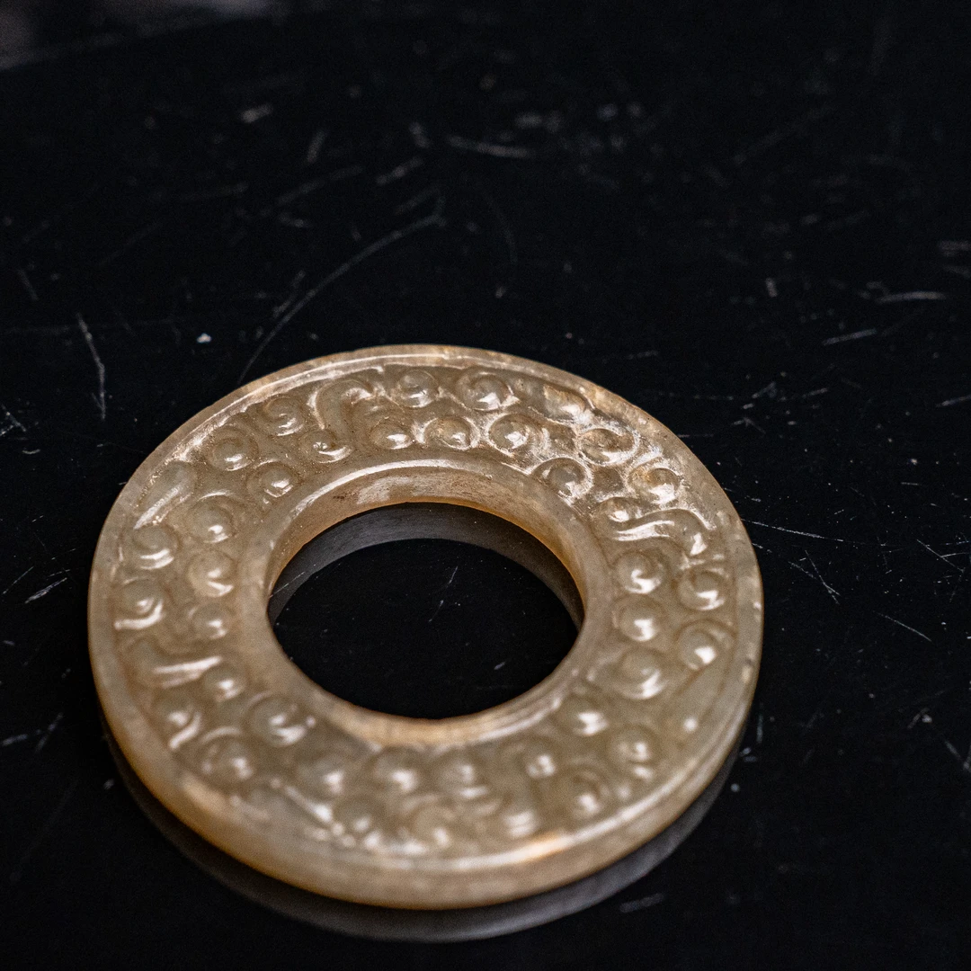 清代和田玉刻纹玉璧-NX