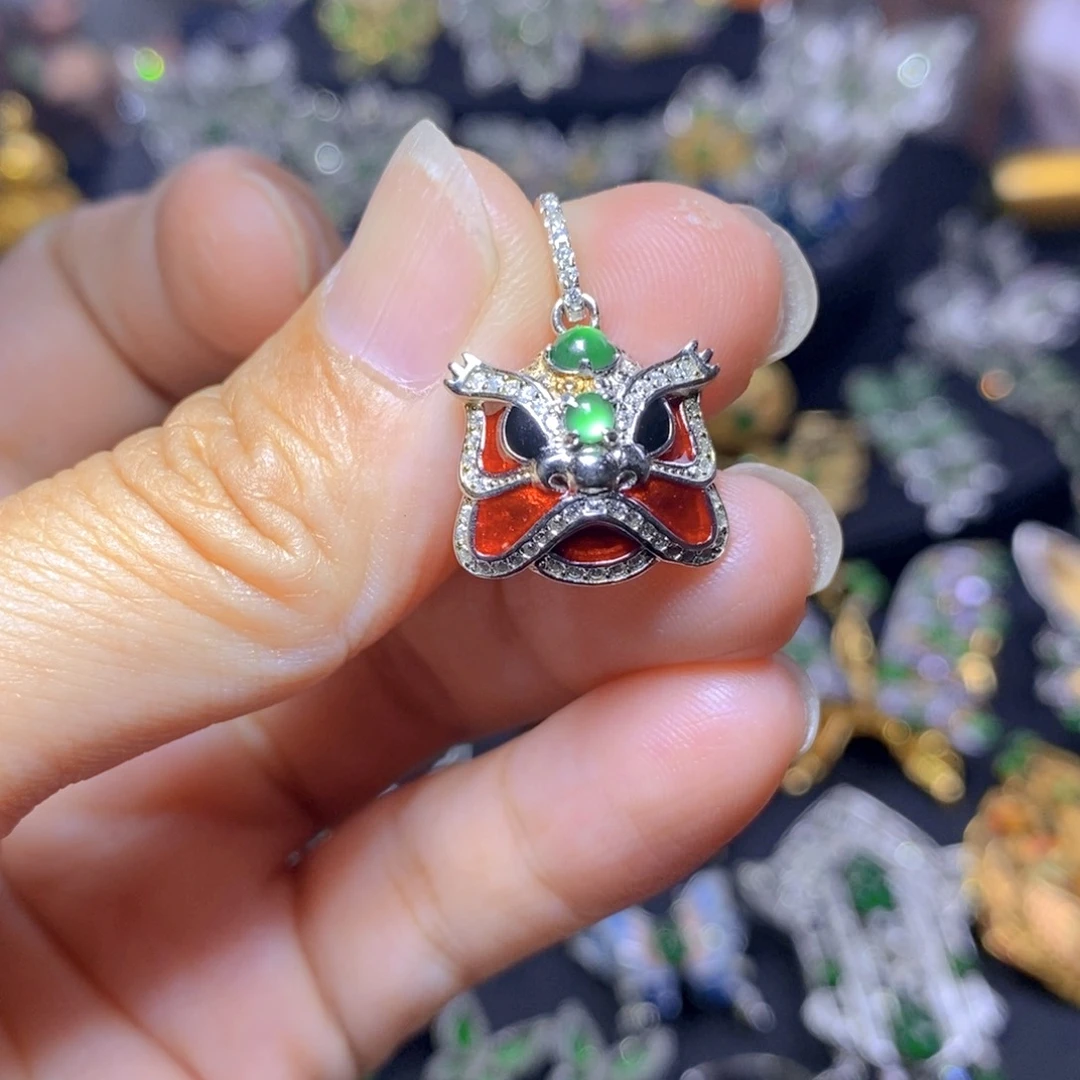 翡翠银S925镶嵌吊坠(不含链)天然翡翠
