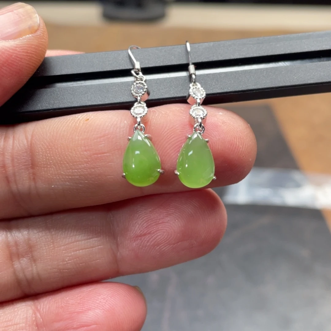 【闪购商品】和田玉耳饰银S925镶嵌