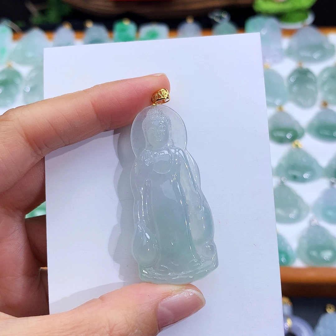 翡翠18K金镶嵌颈饰翡翠吊坠