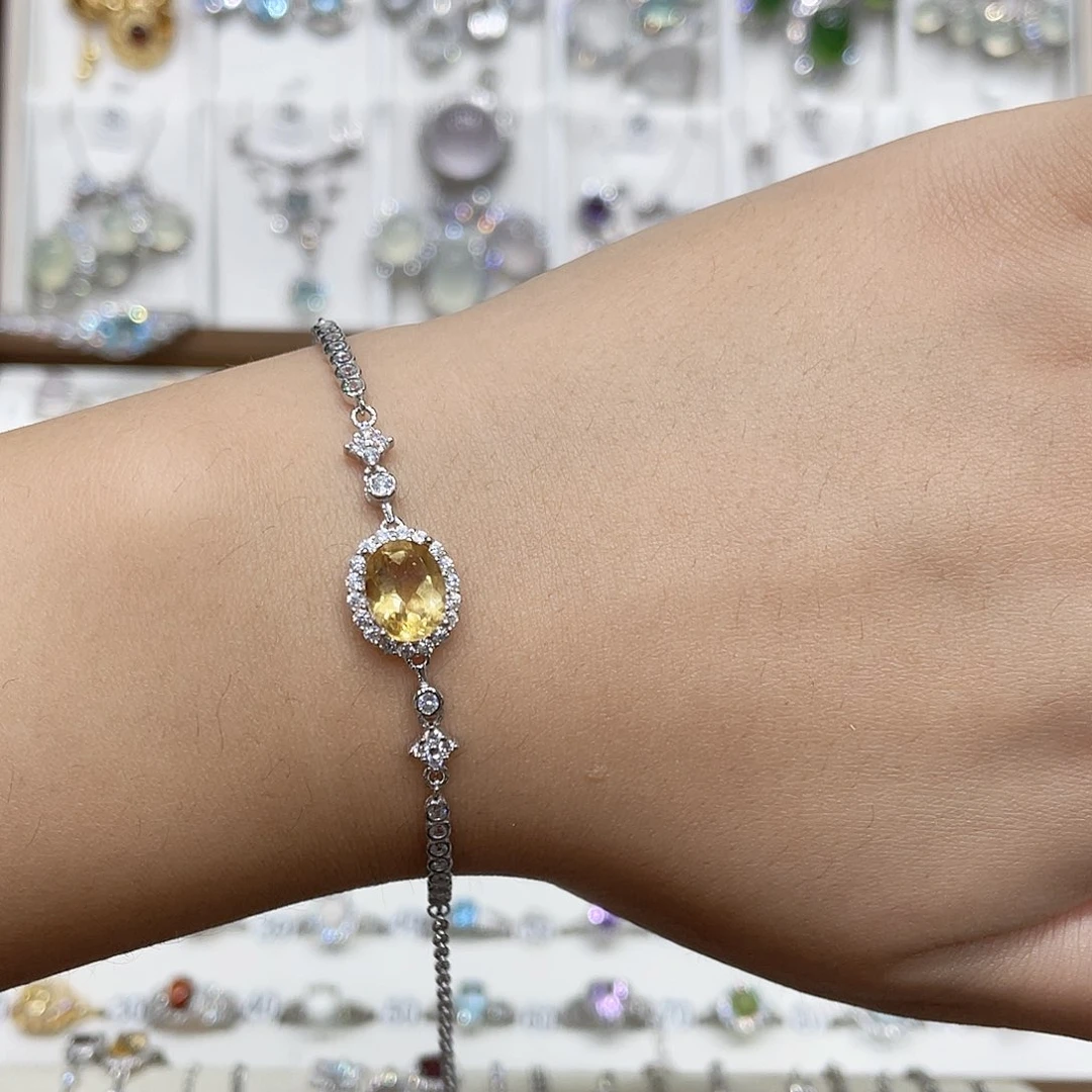 铁***梅手链黄晶银S925镶嵌