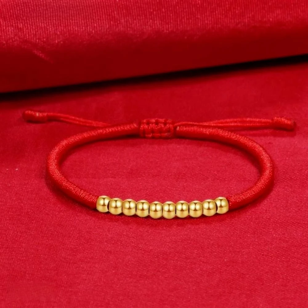 足银手链 足银金色银色转运珠手绳(3.5mm+/10颗)手工百搭情侣