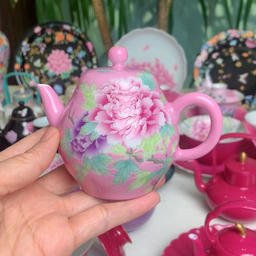 【闪购商品】宫粉提花牡丹壶源头原创