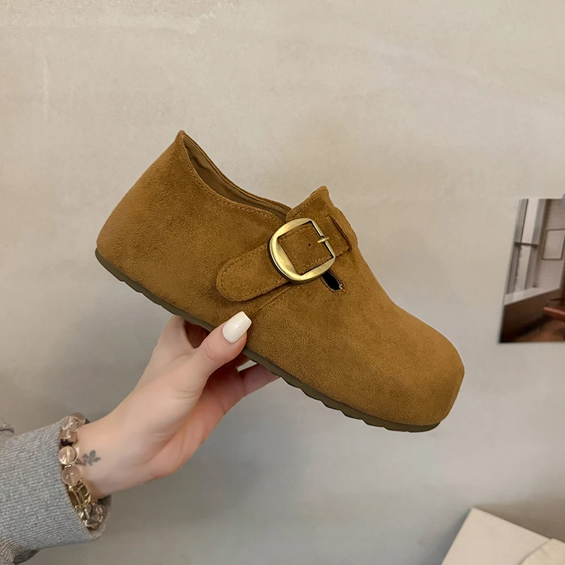 懒人一脚蹬勃肯鞋女2025秋季新款复古百搭单鞋配裙子内增高豆豆鞋