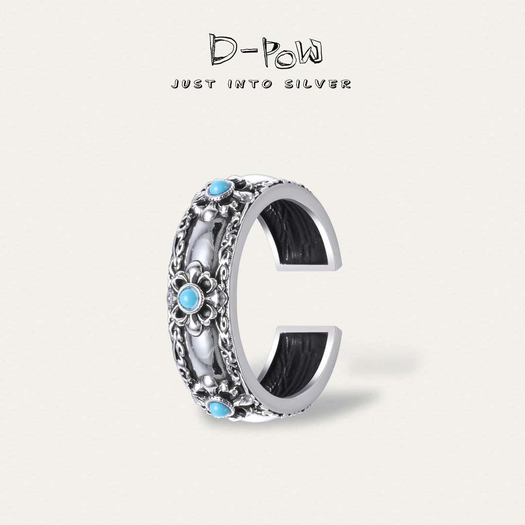 灯小炮 925银戒指 阿美咔叽点镶克罗戒指（8442）气质轻奢时尚