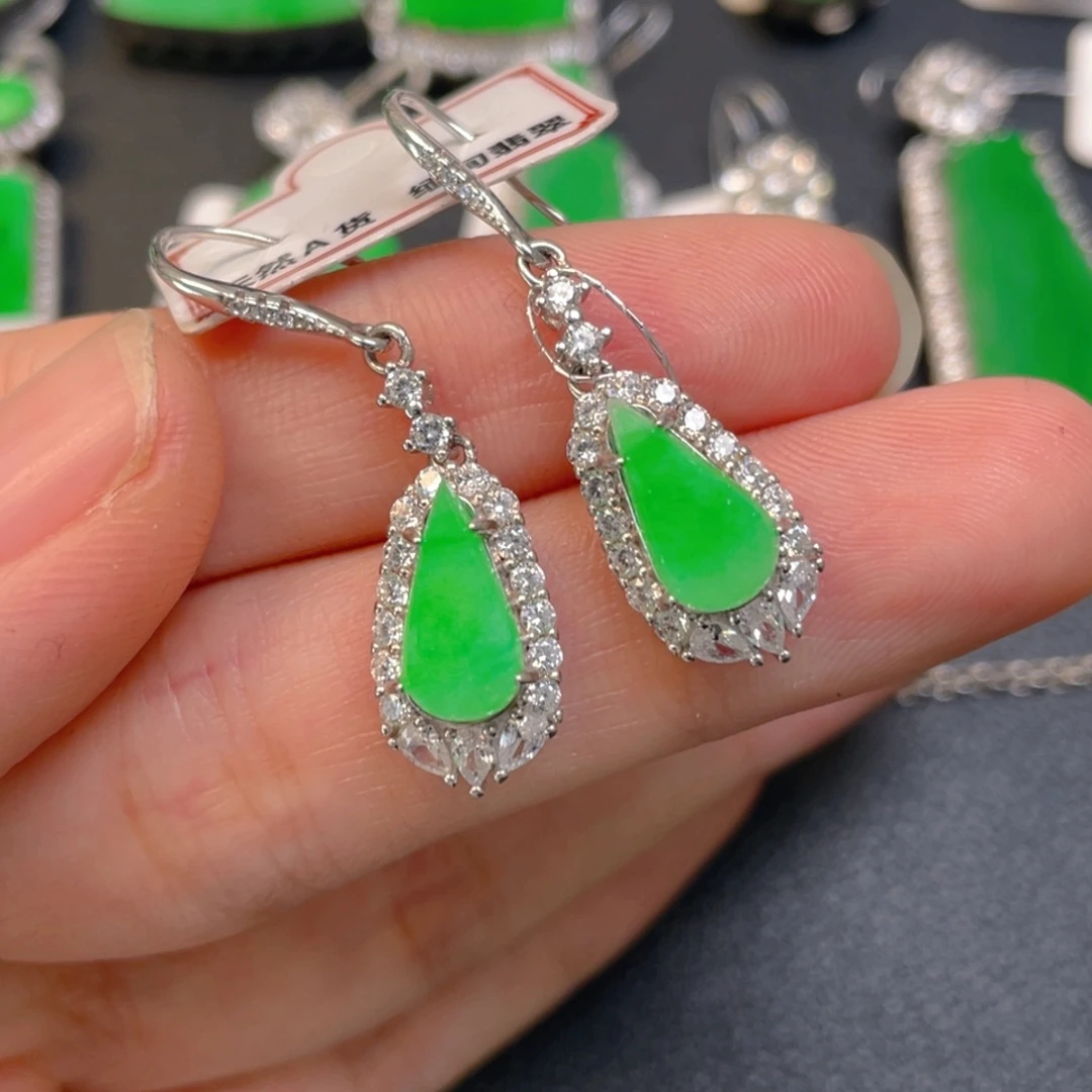 翡翠银S925镶嵌吊坠(不含链)耳坠