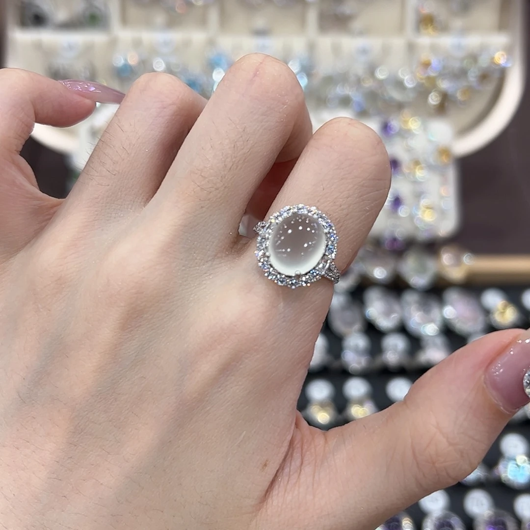 一****岫玉银S925镶嵌戒指