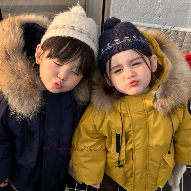 草房子~冬款男女童碎花连帽羽羽外套韩系甜美加厚保暖森系冬装