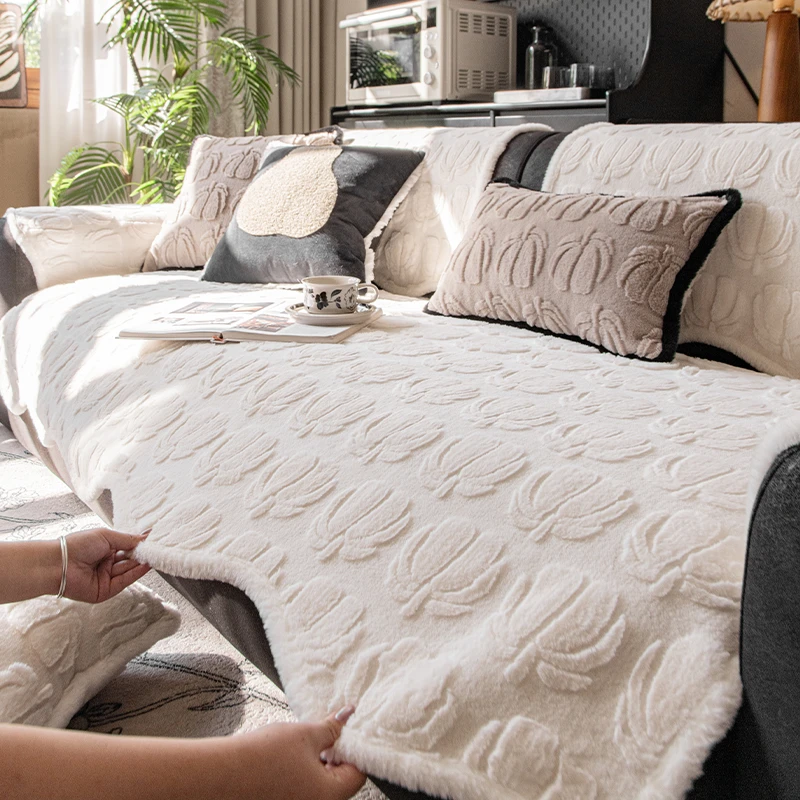 【舒芙蕾】新款兔毛绒轻奢现代简约沙发垫秋冬加厚防滑坐垫套罩