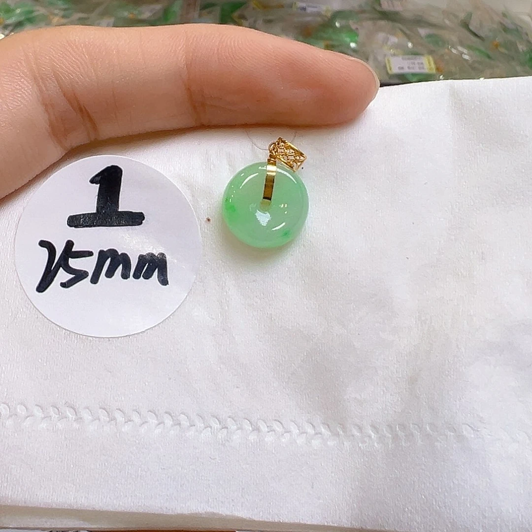 翡翠18K金镶嵌吊坠(不含链)翡翠