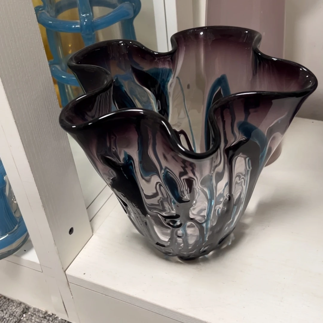 紫色渐变白菜双条花瓶高度25微瑕