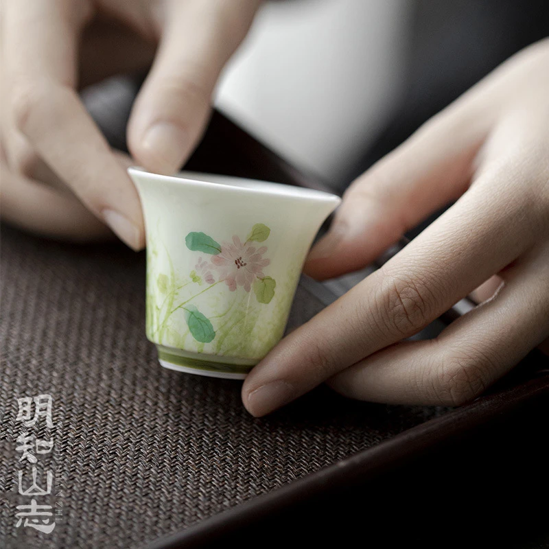 明知山志 果青结芳西岭茶杯 文人器功夫茶具品茗杯家用陶瓷小单杯