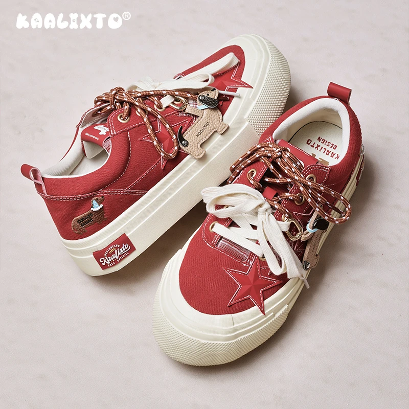 【达人专属】Kaalixto动物系列星星鞋帆布厚底增高低帮百搭潮流时尚