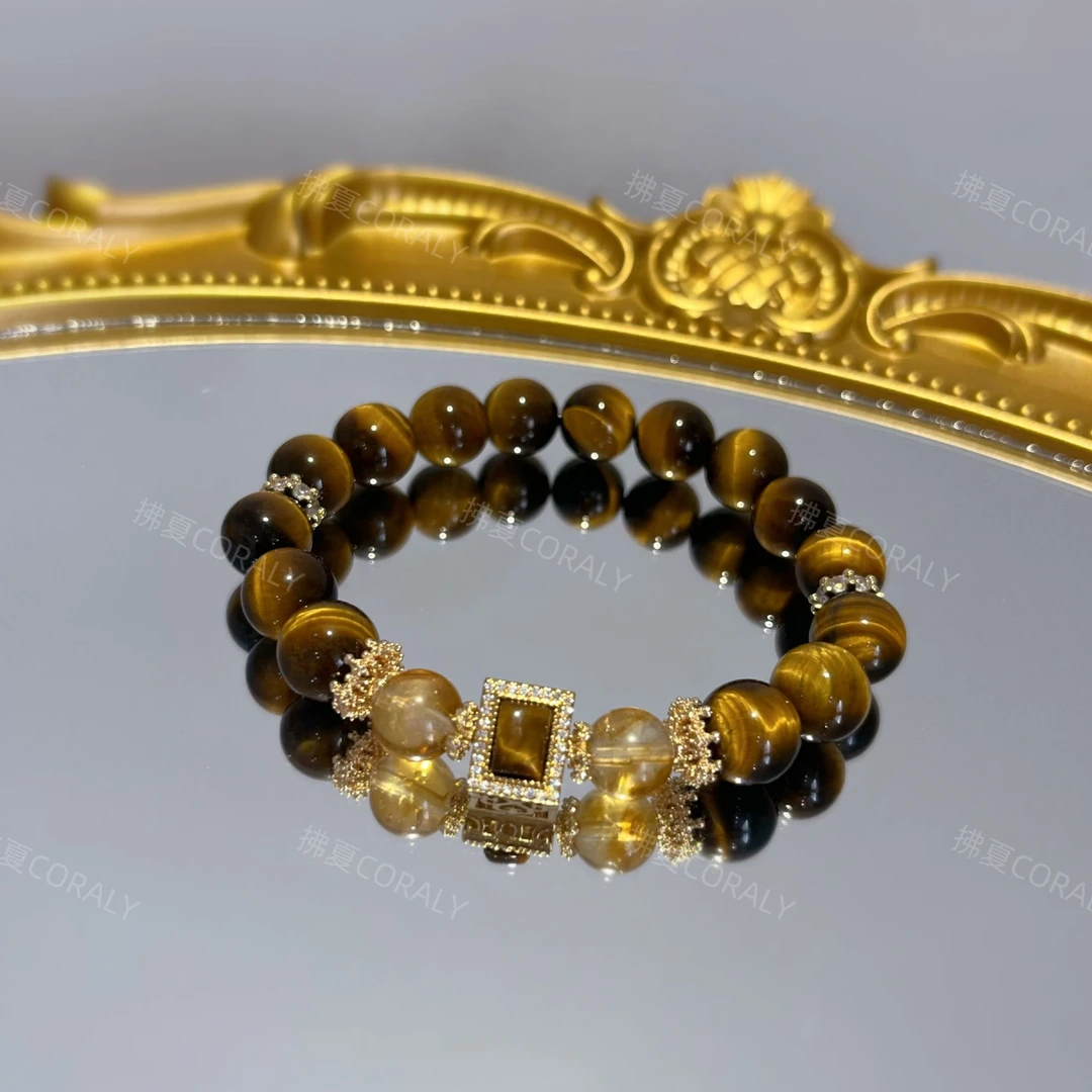 虎眼黄塔水晶财财手串