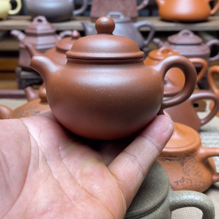 紫泥茶壶宜兴紫砂壶半手工莲子壶，110cc