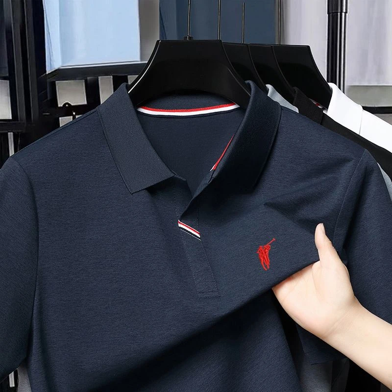 奥莱折扣保罗男士高档剪刀领短袖POLO衫夏季商务休闲刺绣翻领t恤