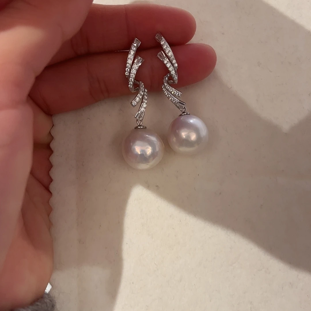 淡水珍珠耳饰银S925镶嵌