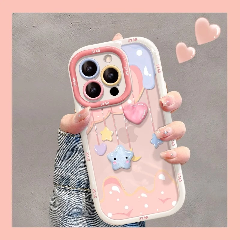 爱心星星公仔适用苹果16promax手机壳新款14夏天ins风少17promax