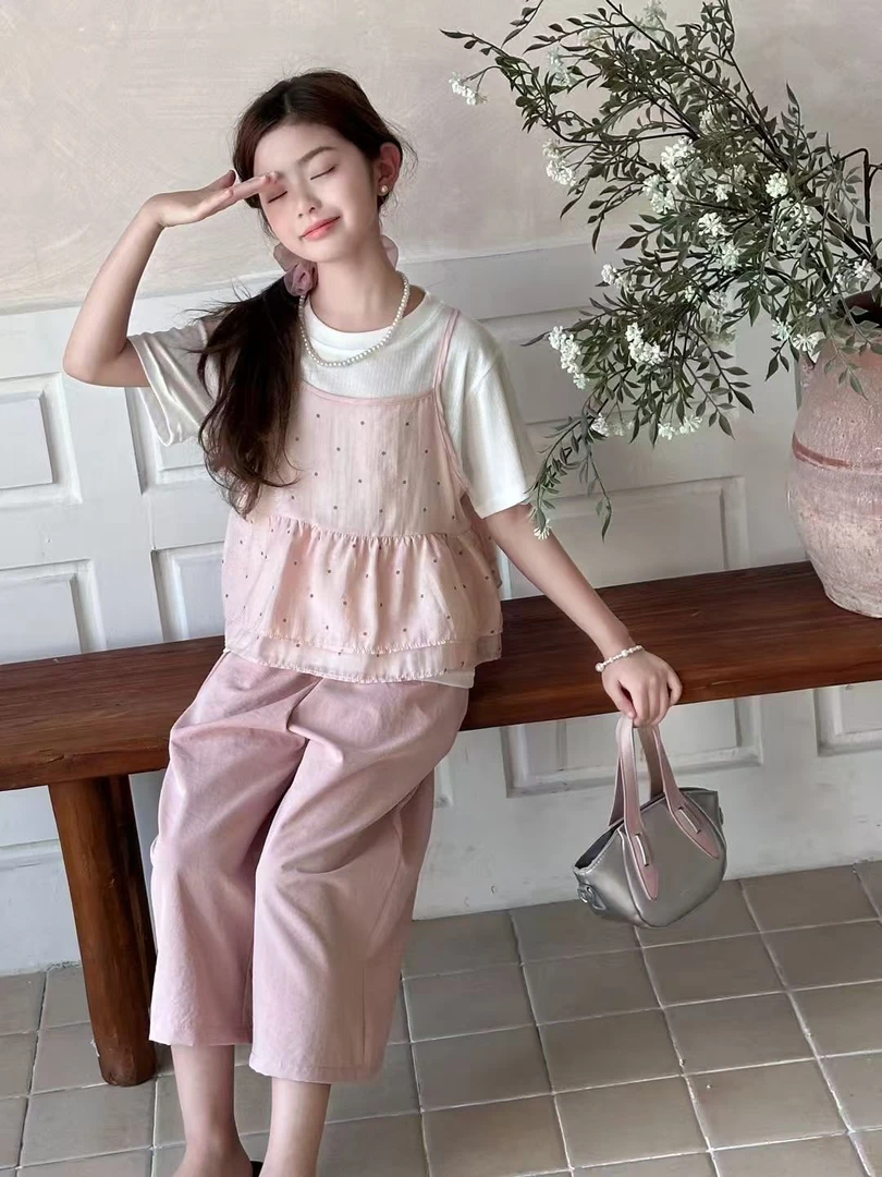 【新疆包邮】夏季新款波点宽松三件套L722