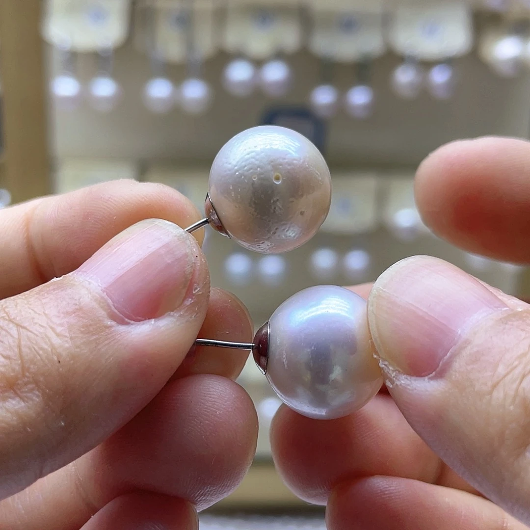 银S925镶嵌淡水珍珠耳饰