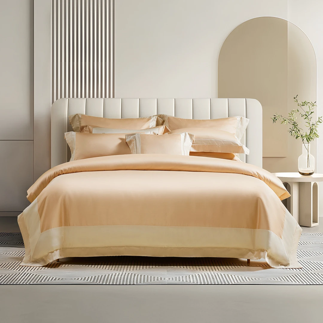 【岛主专属】水星家纺100支双股长绒棉轻奢高支贡缎纯色四件套