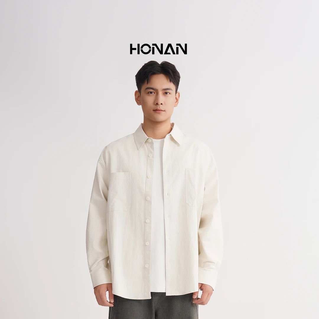 HONAN2025秋季时尚工装风长袖衬衫外套_1P13003