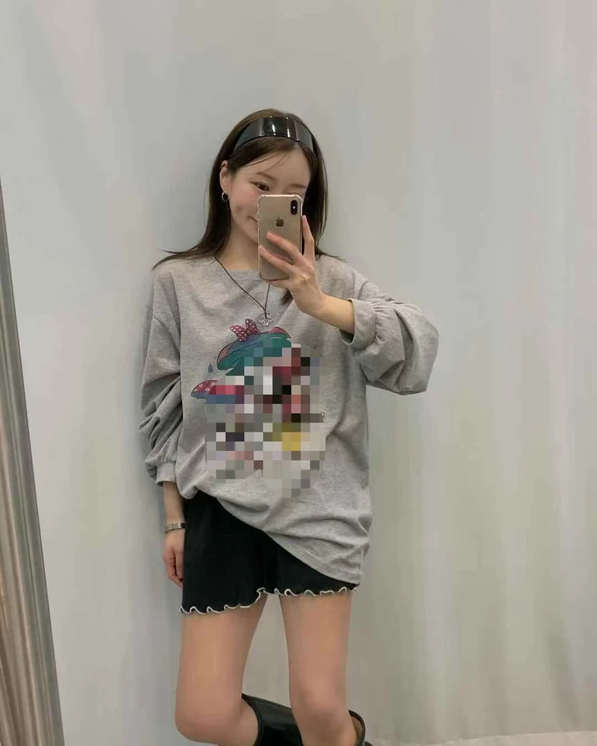 【李羊羊韩国东大门精选】新款宽松防晒T灰色圆领韩版