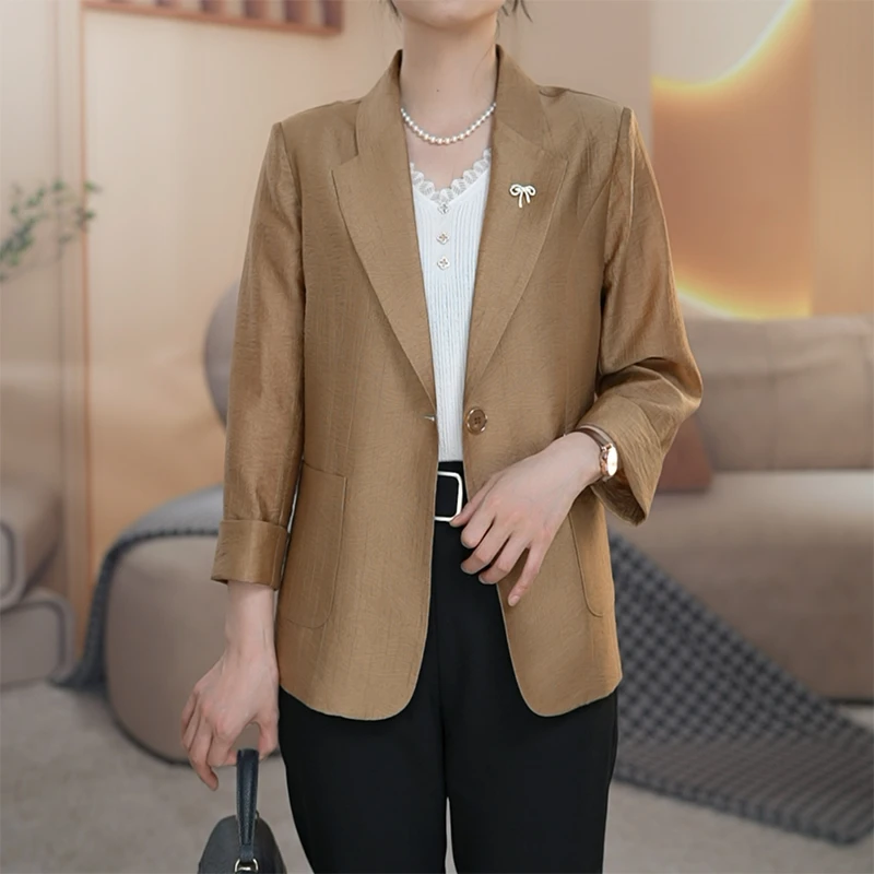 七分袖薄款西装2025年春夏新款修身外套女