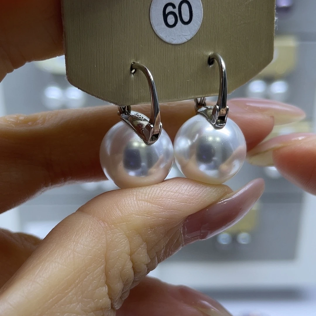 银S925镶嵌淡水珍珠耳饰