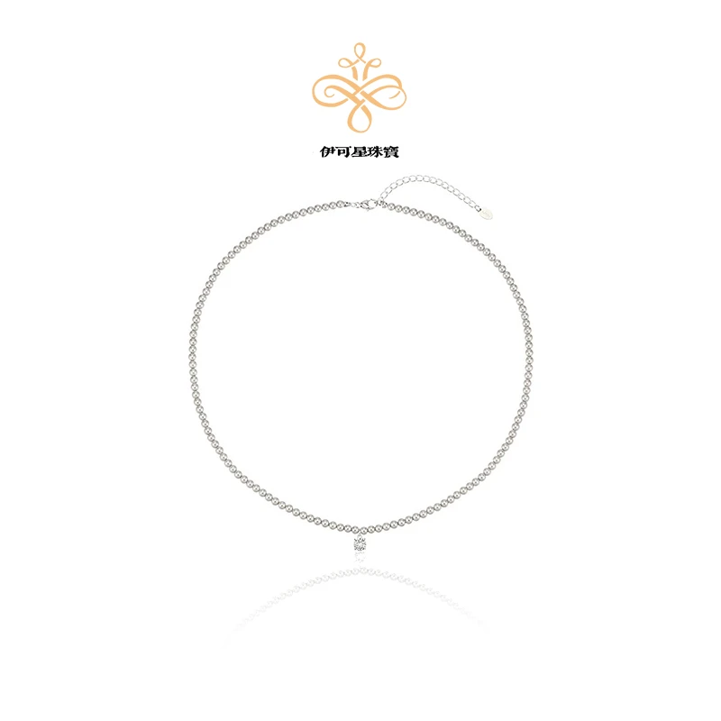 铜仿珍珠项链 【伊可星】时尚灰珍珠项链小众百搭颈链锁骨链
